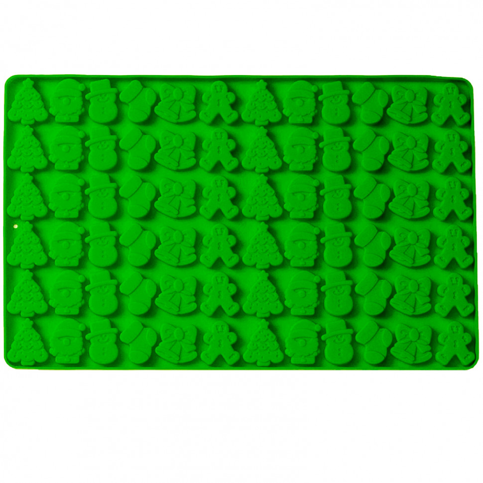 Форма силиконовая "Новогодний набор", 72 ячейки (размеры 3×2,5 см, глубина 0,5 см)