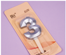 Свеча &quot;Цифра 3&quot;, серебро / 5 см  