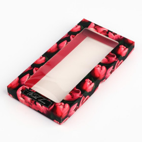 Коробка для шоколадной плитки 16х8х1,4 см "Тюльпаны"