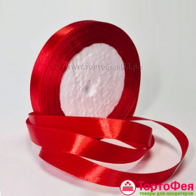 Лента атласная Красная 1,2 см, 22 м