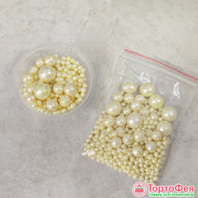 Шарики рисовые в глазури. Блеск &quot;Ванильный&quot; 2-13 мм, 20 гр    