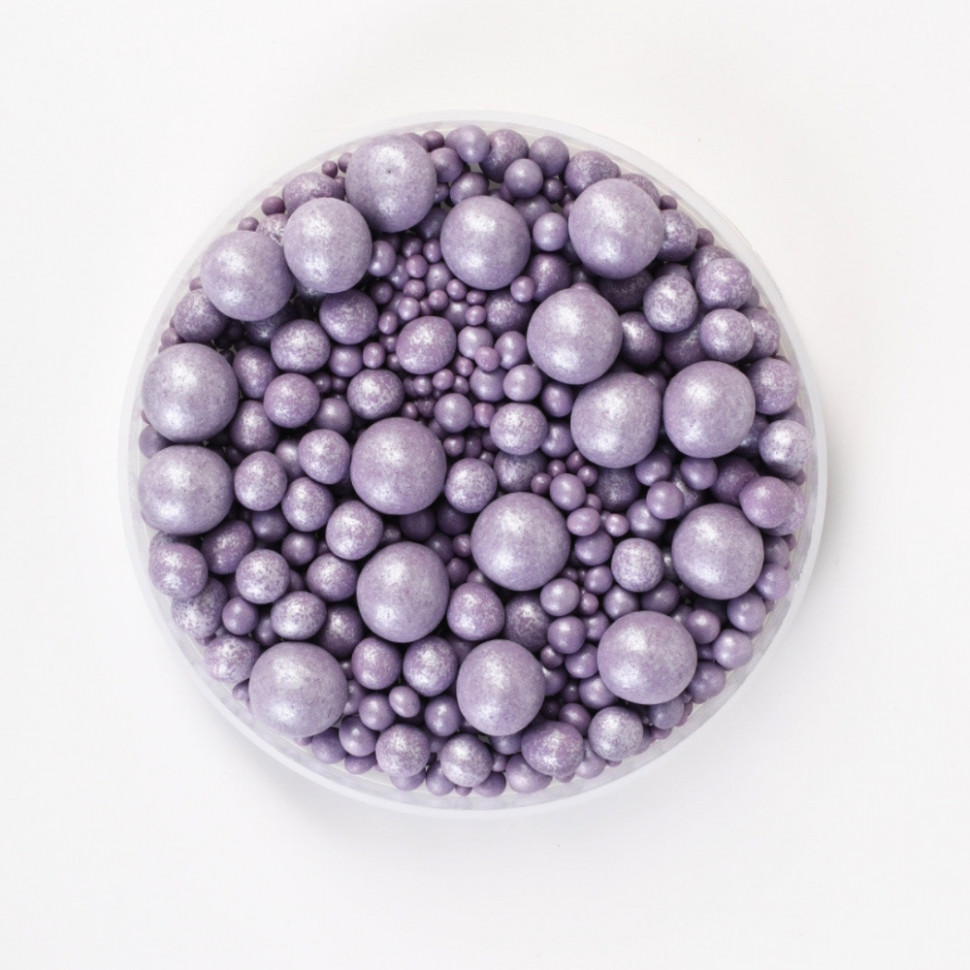 Шарики рисовые в глазури. Лиловые 2-13 мм, 25 гр