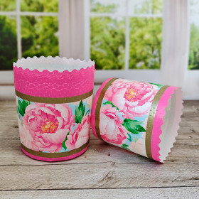 Форма бумажная Кулич "Пионы" 200-250 гр (9*9 см) / 10 шт 