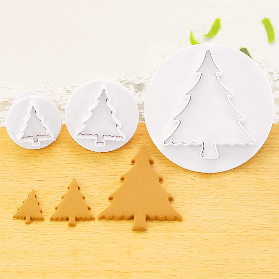 Набор вырубок "Елочки", пластик / 3 шт (3,5; 4,5; 8 см)