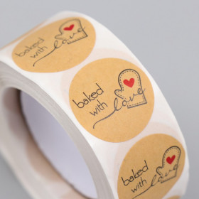 Наклейки &quot;Baked with love&quot;, крафт / 10 шт