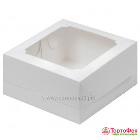 Коробка 20х20х10 см с окном, белая