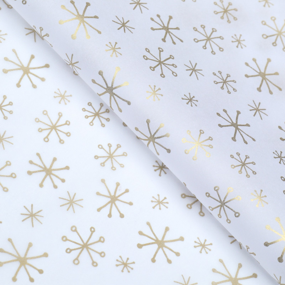 Бумага упаковочная тишью Большие золотые снежинки, 1 лист 