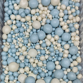 Шарики рисовые в глазури. Белые/голубые 2-13 мм, 20 гр      