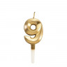 Свеча "Цифра 9", золотистый / 5 см