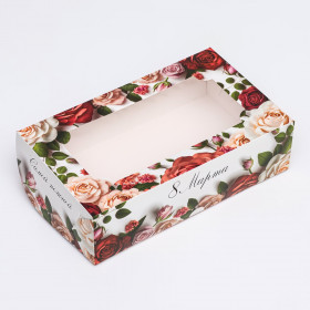 Коробка 25х15х7 см с окном "8 Марта"