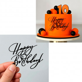 Декор из акрила "Happy Birthday", черный / 9,5*6,5
