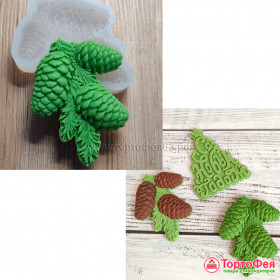 Форма силиконовая &quot;Еловая ветка с шишками&quot;