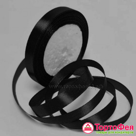 Лента атласная Черная 1,2 см / 22 м 
