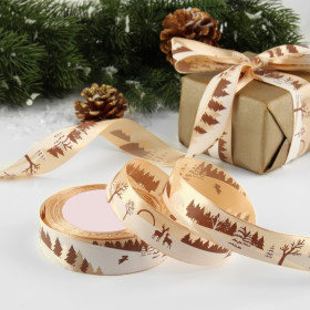 Лента атласная &quot;Снежные горы&quot; 2,5 см / 3 м     