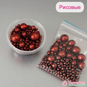 Шарики рисовые в глазури. Блеск "Бронза" 2-13мм, 20 гр