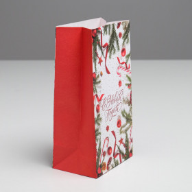 Пакетик бумажный 19х10х7см "С Новым годом"