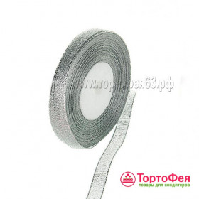Лента декоративная парчовая Серебро 0,6 см / 22 м