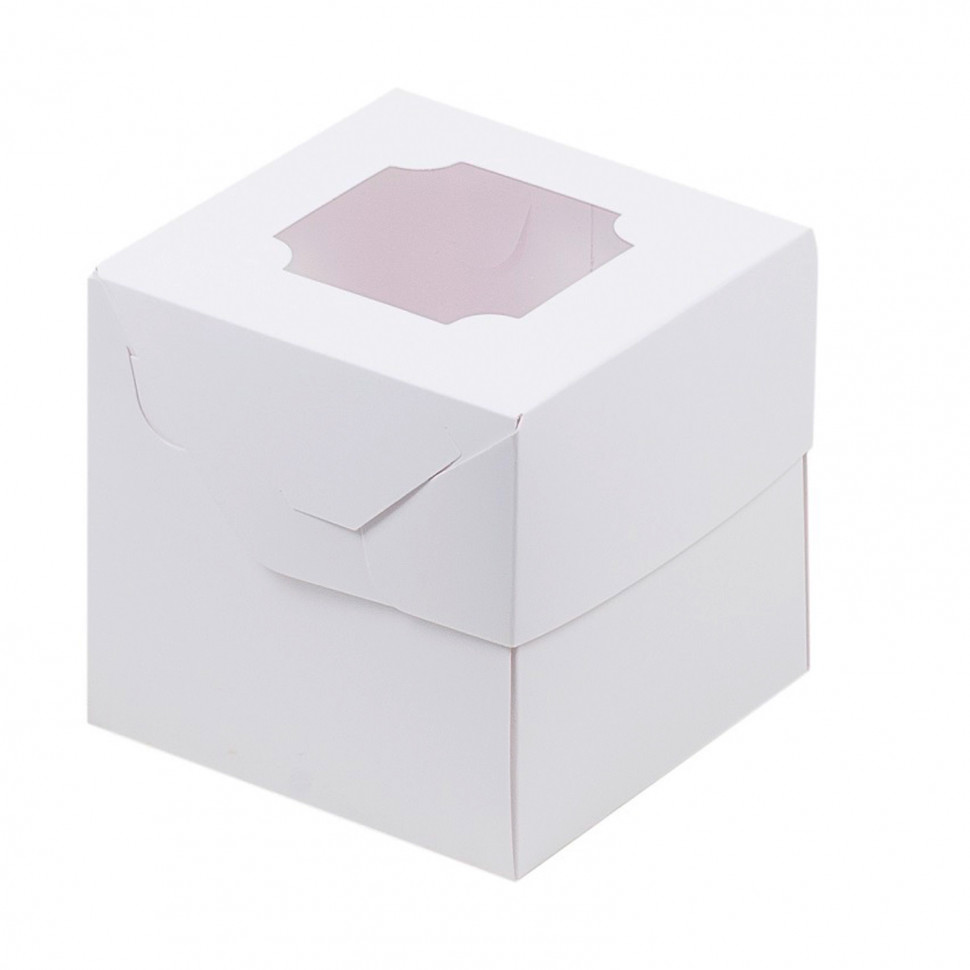 Коробка для 1 капкейка с окном, белая