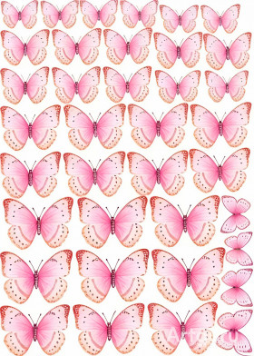Бабочки Розовые А4, № 2