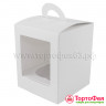 Коробка для 1 капкейка с окном, белая "Домик"
