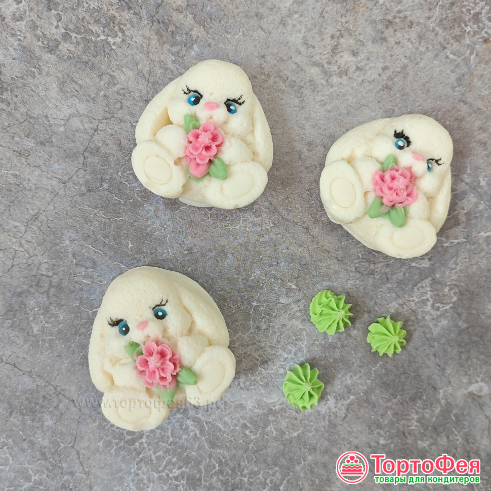 Фигурка из глазури 2d "Зайка с цветочком" 4 см / 1 шт