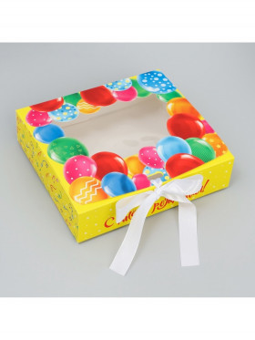 Коробка 20х18х5 см, &quot;Воздушные шары&quot;    