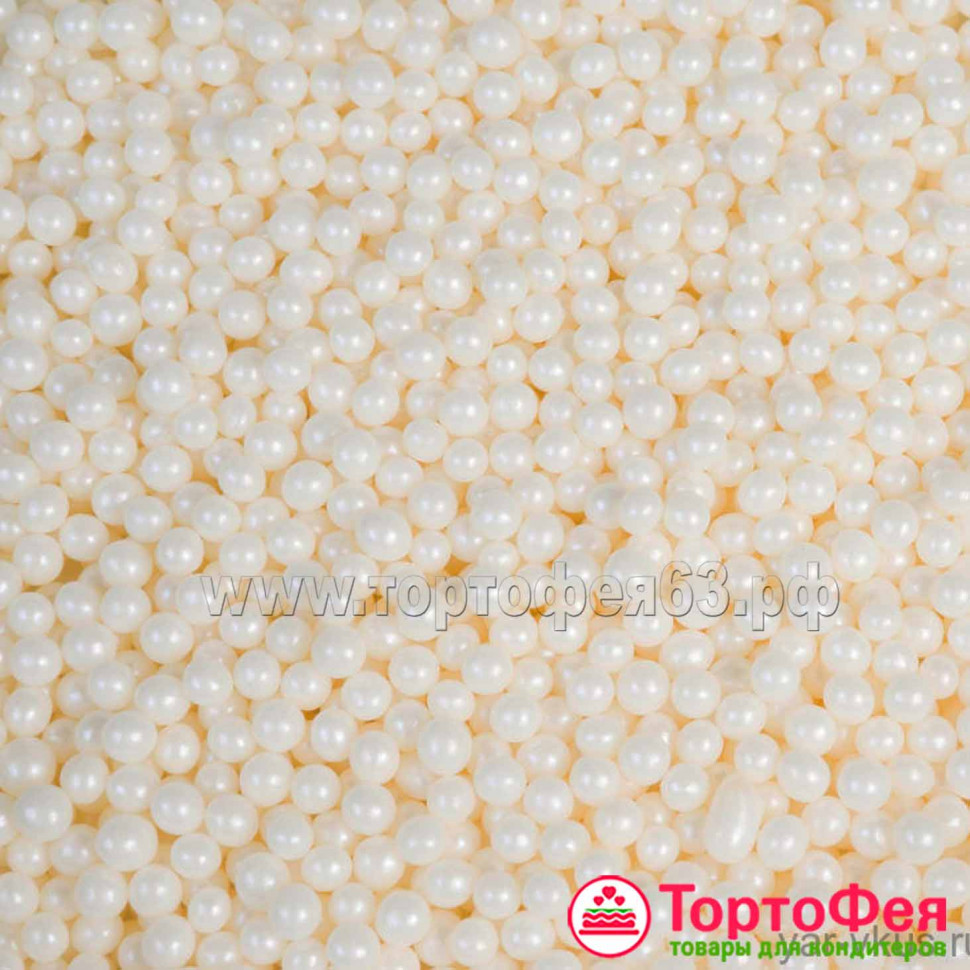 Шарики рисовые в глазури. Жемчужно-белый 3-4 мм, 25 г