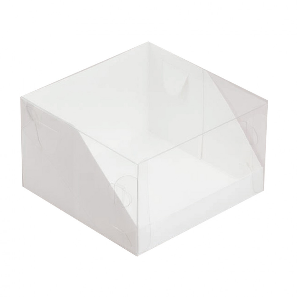 Коробка для бенто-торта 16х16х10 см с прозрачной крышкой, белая