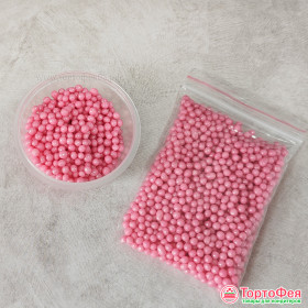 Шарики рисовые в глазури. Розовый 3-4 мм, 25 г