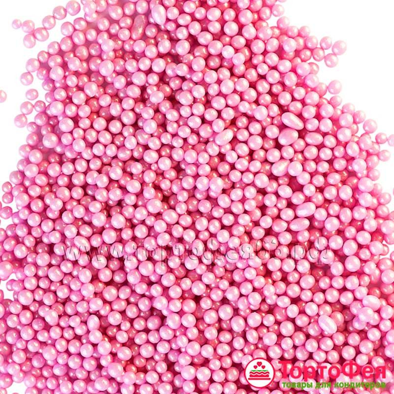 Шарики рисовые в глазури. Розовый 3-4 мм, 25 г