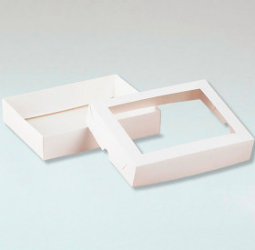 Коробка для клубники в шоколаде 20 * 25 * 4 см с окном, белая