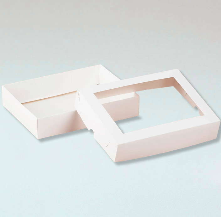 Коробка для клубники в шоколаде 20 * 25 * 4 см с окном, белая