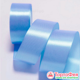 Лента атласная Голубая 4 см, 22 м 