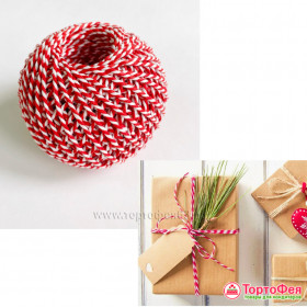 Шпагат хлопковый Красно-белый, 5 м