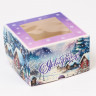 Коробка для 4 капкейков с окном "Зимняя сказка"
