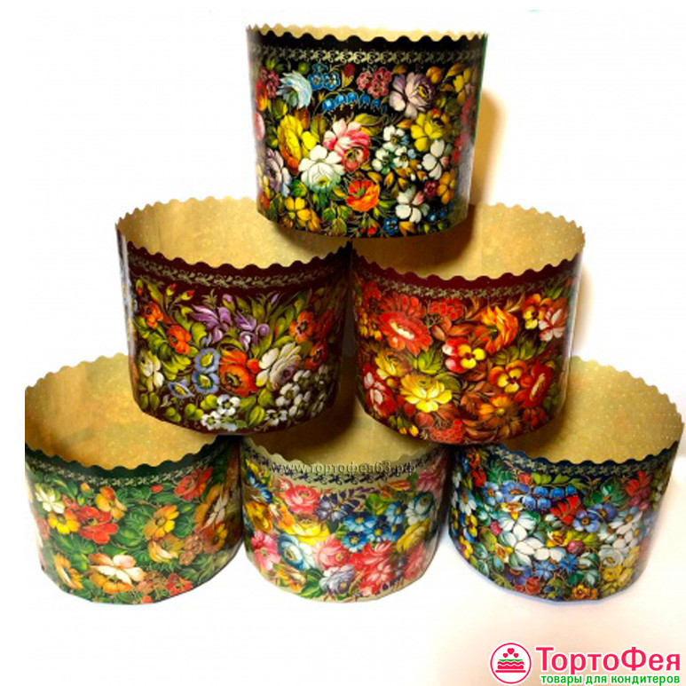 Форма бумаж. Кулич "Жостово" 500 гр (13,4*10 см) / 5 шт