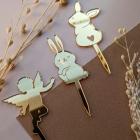 Набор украшений из акрила "Кролики и ангел" 7 см / 3 шт