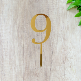 Топпер &quot;Цифра 9&quot;, акрил, золотой / 8 см (пр-во Россия)