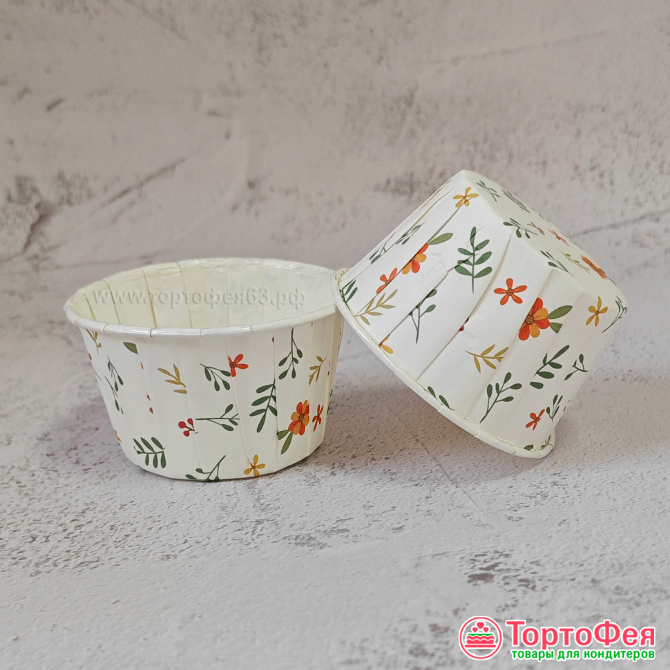 Форма бумажная Маффин Цветочки, 10 шт