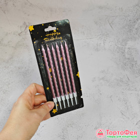 Свечи спираль Розовые, 10 см / 6 шт