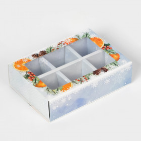 Коробка для 6 конфет с окном "Новогоднее настроение" 