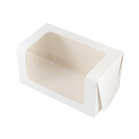 Коробка для половинки рулета 20х11х10 см с перетекающим окном , белая