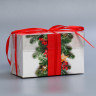 Коробка для 2 капкейков с прозрачной крышкой "Новогодняя"