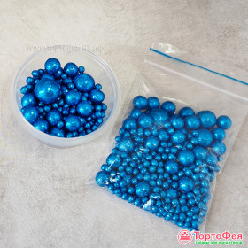 Шарики рисовые в глазури. Блеск &quot;Синий насыщенный&quot; 2-13 мм, 20 гр  