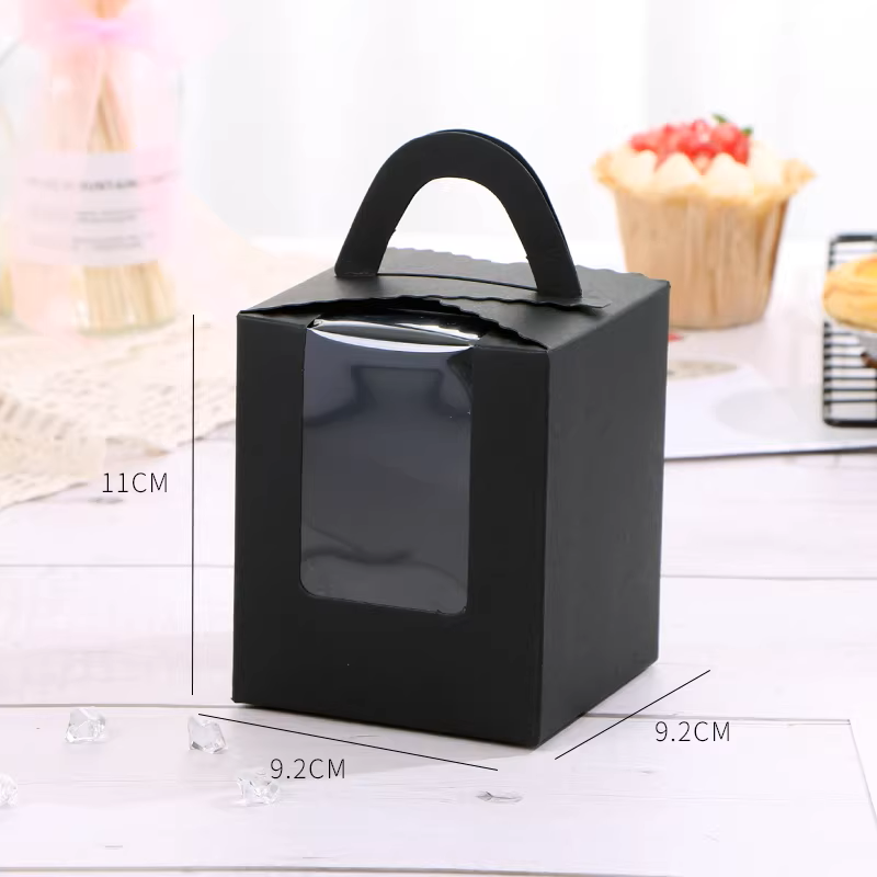Коробка для 1 капкейка с ручкой, Черная