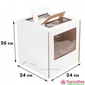 Коробка для торта 24х24х26 см с ручками 