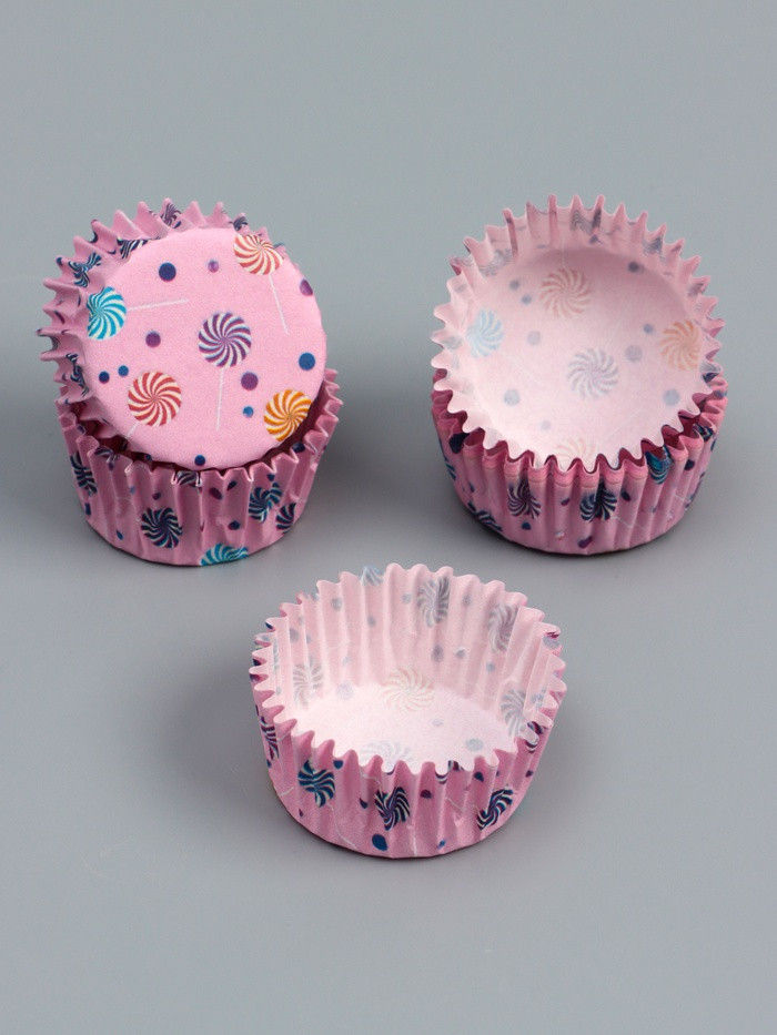 Капсулы бумажные для конфет 35*20 мм "Завитки" / 25 шт   