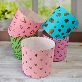 Форма бумажная Кулич "Пастель микс" 200-250 гр (9*9 см) / 10 шт  