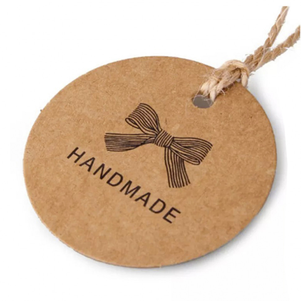 Бирки "HANDMADE", картон, 4 см / 10 шт  