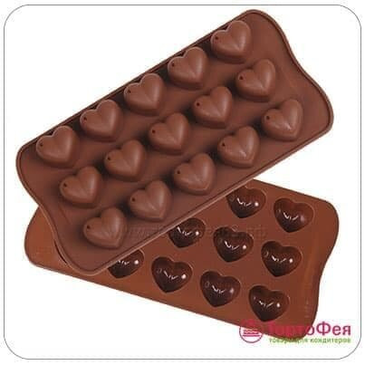 Форма силиконовая Сердечки № 1, 15 шт Форма силиконовая Сердечки № 1, 15 шт